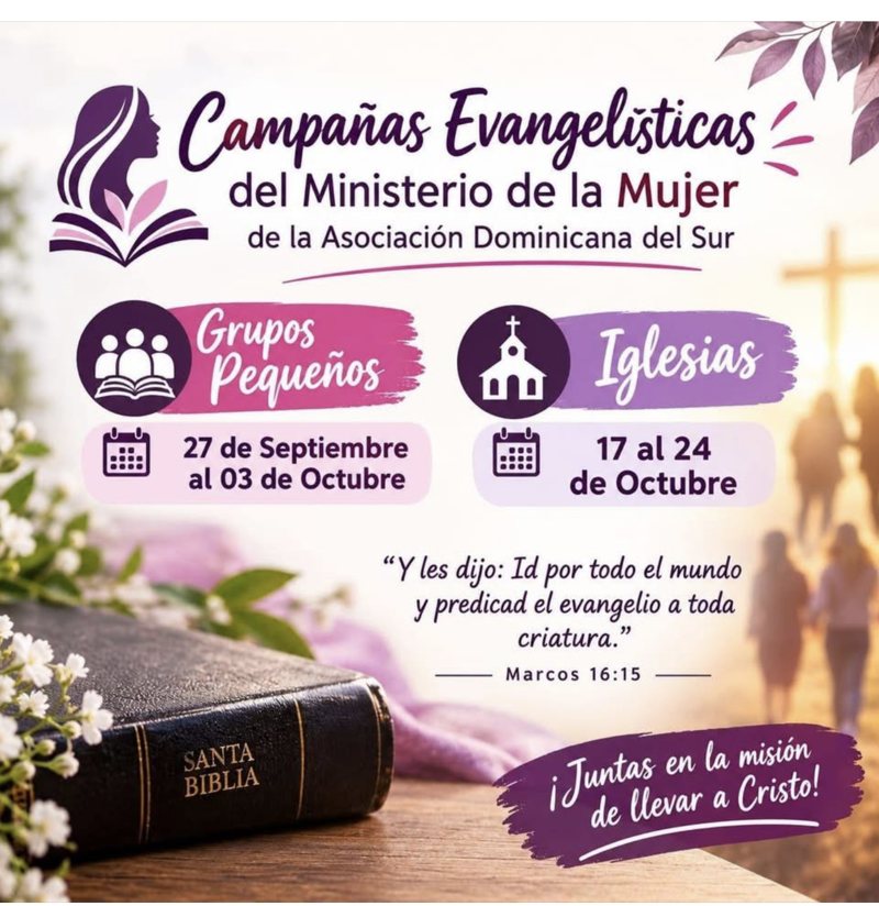 Afiche de las Campañas Evangelísticas del Ministerio de la Mujer